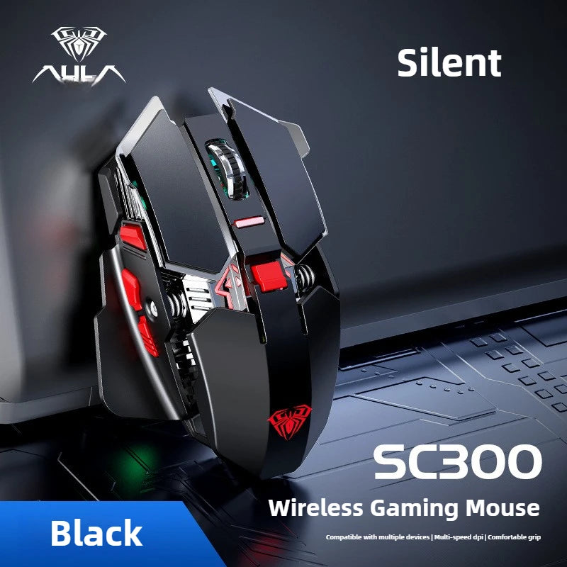 SC300 Wireless Mechanical Gaming Mouse Ergonomic RGB Backlit Rechargeable DPI Adjustable Silent Mice for Desktop Laptop Tablet