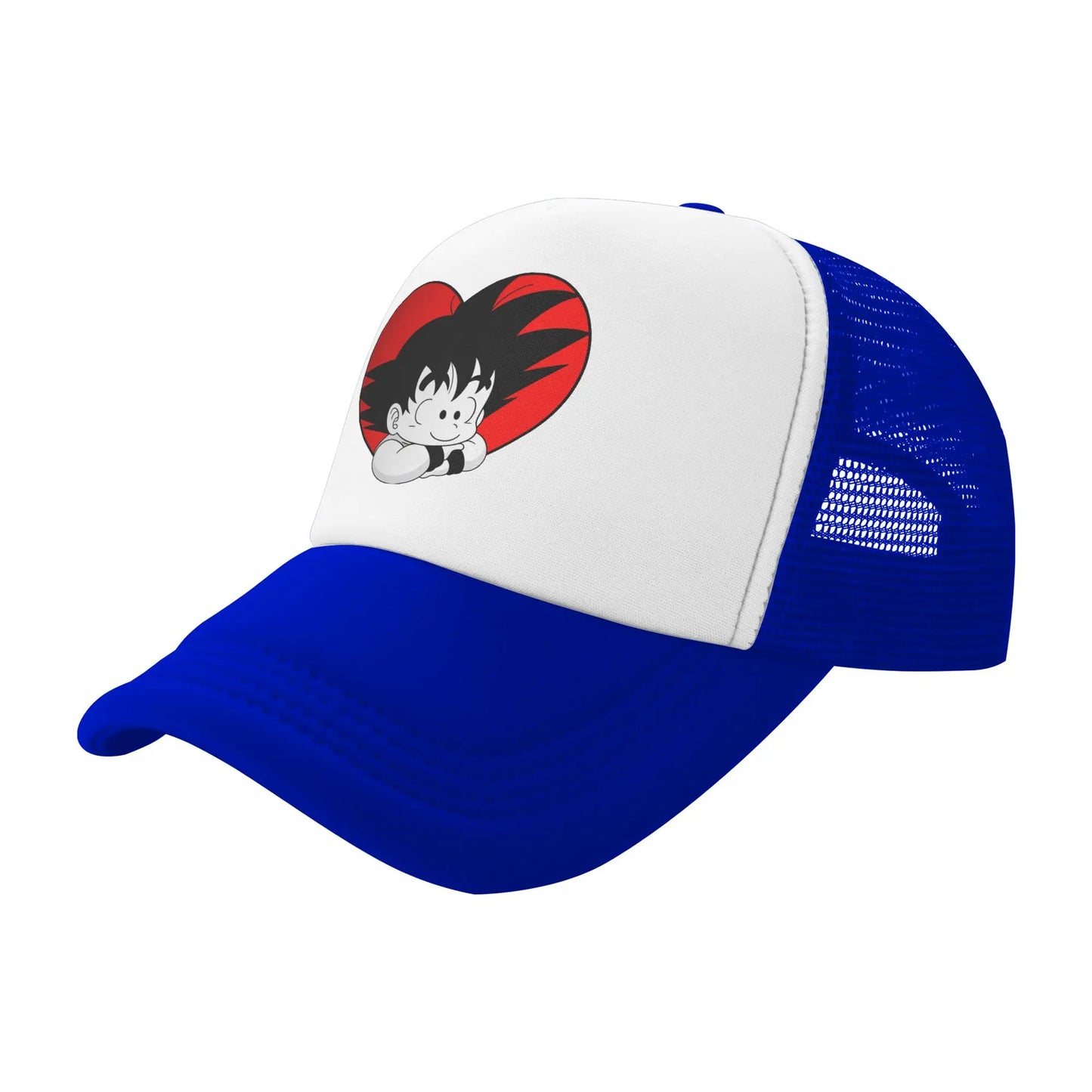 Dragon Ball DBZ Goku Mesh Baseball Cap Adult Vintage Trucker Cap Red Heart Hats Adjustable Polyester Dad Hat Spring Trucker Caps