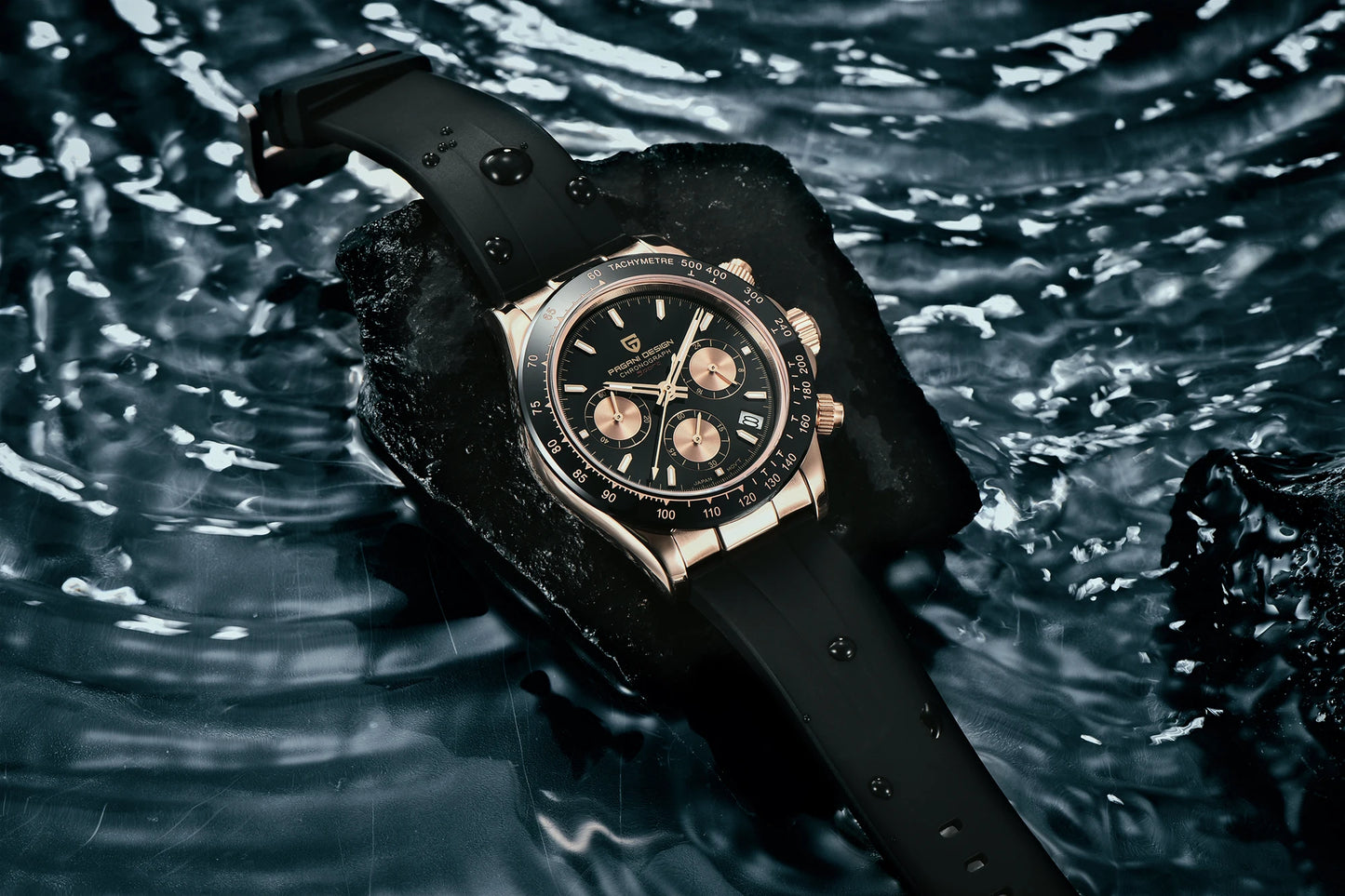 PAGANI DESIGN 1664 Luxury Automatic Mechanical Men's Watch VK63 movement AR Sapphire Crystal Rubber 100m Waterproof Men's Watch