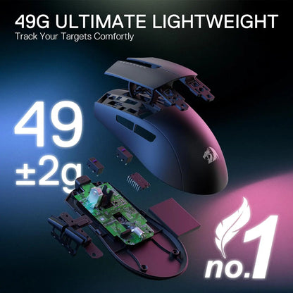 Ratón gaming inalámbrico Redragon M916 PRO de 3 modos, tasa de sondeo Hype-Speed 4K, ratón gamer ultraligero de 49G y 26K DPI
