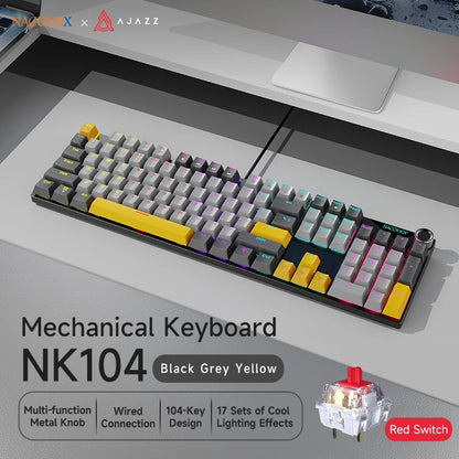 AJAZZ NK104 Mechanical Keyboard Wired dual-injection keycaps 104 Hot-Swapping LED Hybrid Backlight Gamer Keyboard for Laptop PC