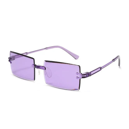 Vintage Sunglasses Rimless Cut Edge Sunglasses Fashion Designer Shades Luxury Brown Green Sunglasses UV400  for Men Women
