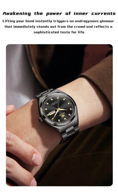 OLEVS Wristwatches Silver Gray Dial Automatic Mechanic Wrist Watch for Men Casual Sports Clock with Luminous relogios masculino