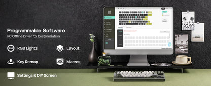 EPOMAKER RT85 75% ANSI US Layout Creamy Gasket Wired/BT/2.4Ghz Wireless Mechanical Keyboard with Joystick & DIY Screen 8000mAh