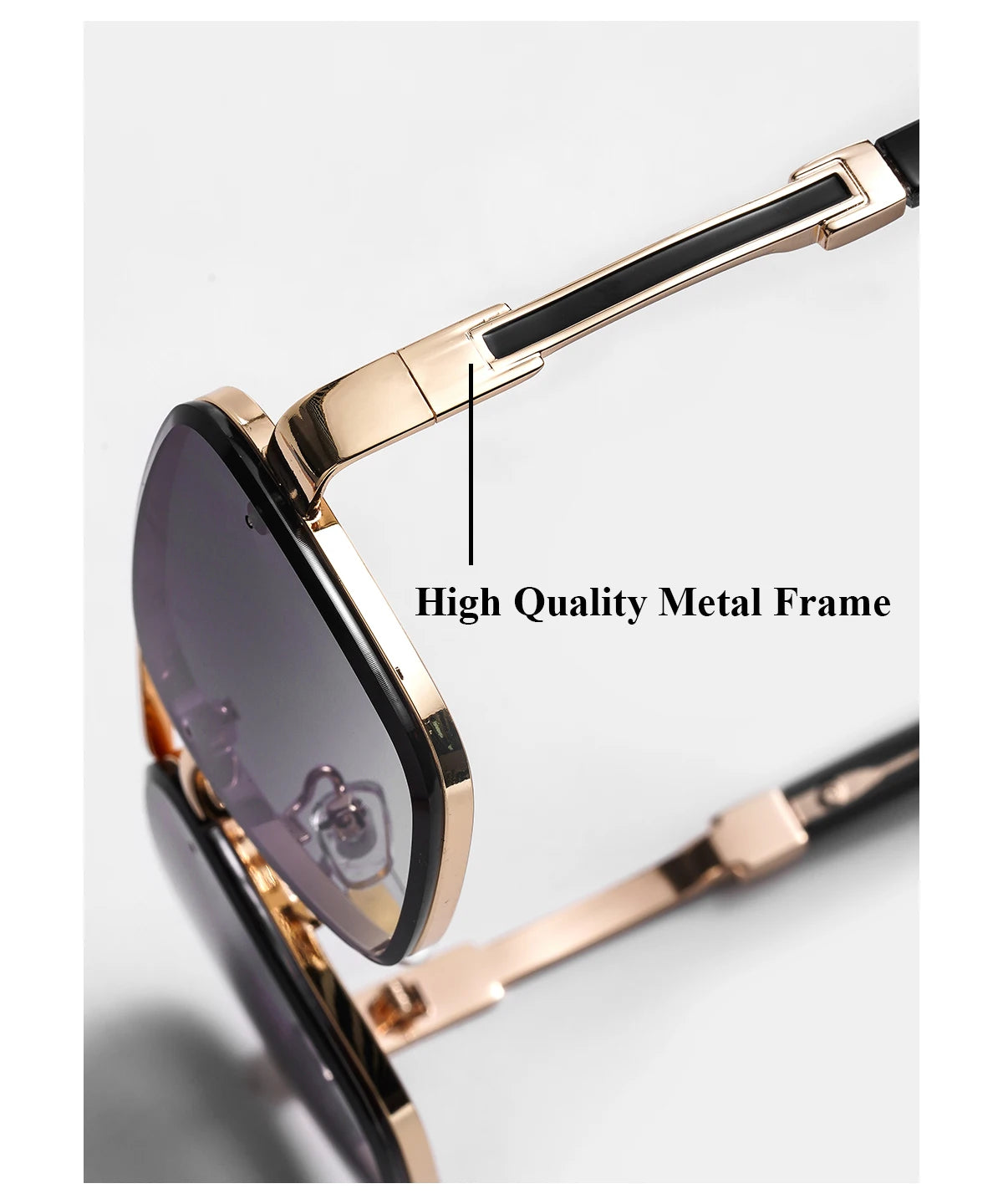 Ruiao Square Mens Designer Sunglasses Metal Frame Gradient Luxury Shades UV400 Rectangle Pilot Sun Glasses for Men