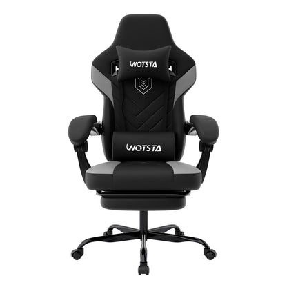 Gaming Chair with Footrest Ergonomic Gamer Chair, Height Adjustable Computer Gaming Chair with Lumbar Support, Headrest, Swivel Office Chair