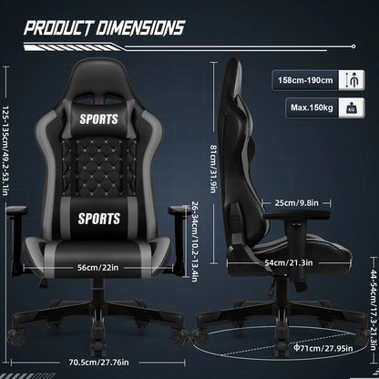 Daccormax Ergonomic Office Chair/Gaming Chair: 170° Recline, Adjustable Armrests, Lumbar Support for Long Hours Sitting