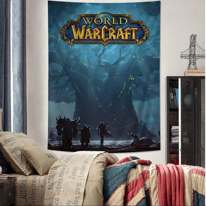 Priljubljena igra World of Warcraft, velika stenska tapiserija s potiskom, poceni hipijevska stenska dekoracija, boemske stenske tapiserije, mandala, dekoracija za dom