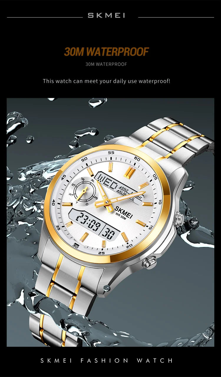 SKMEI 2284 Business Men's Electronic Multifunctional Dual Display Sports Waterproof Luminous Luxury Watch Digital Watch Reloj