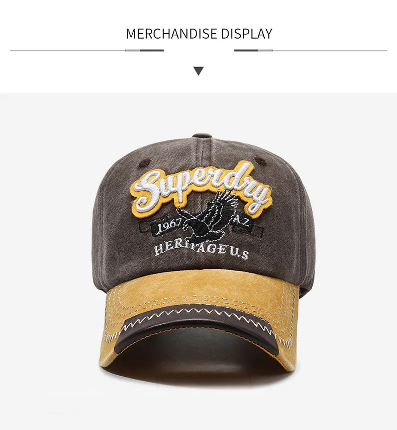 Unisex Sporty Cotton Washed Baseball Cap - Stylish ORIGINAL THE BLACK Letter Embroidery, Casual Sunshade for Outdoor Sports