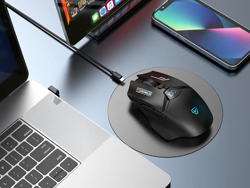 Ασύρματο ποντίκι Bluetooth διπλής λειτουργίας με έξυπνη οθόνη, αθόρυβη φόρτιση, για γραφείο, gaming και tablet, φορητό και καθολικής συμβατότητας