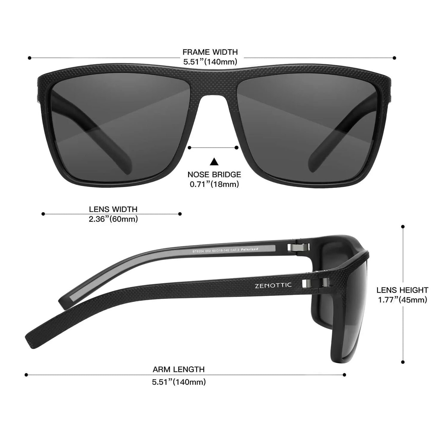 ZENOTTIC Polarized Sunglasses for Men Shades Lightweight TR90 Frame UV400 Protection Square Outdoor Trave Driving Sun Glasses