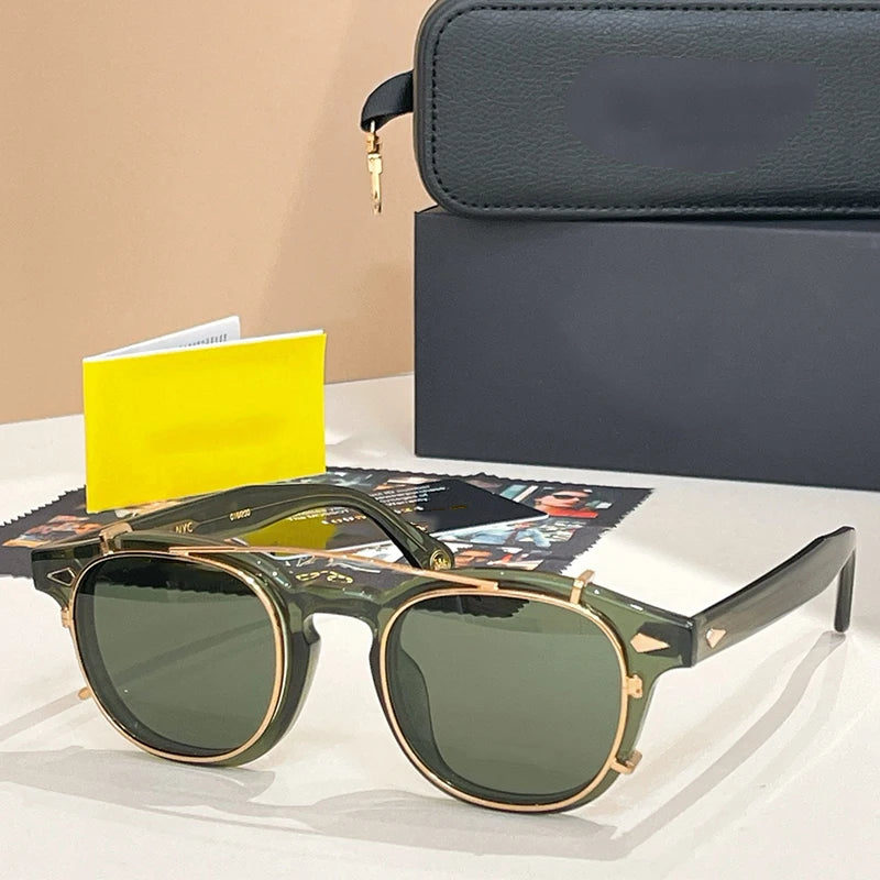 Acetate Round Classical Sunglasses for Men and Women High Quality Brand Designer UV400 Outdoor Luxury Retro Eyeglasses