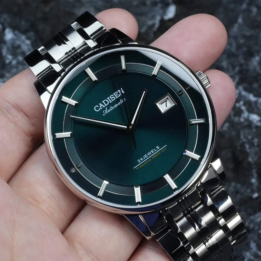 CADISEN Ultra-thin Mechanical Wriswatch Japan MIYOTA 9015 Top Brand Luxury Single-dome Sapphire Crystal  Automatic Watch Man