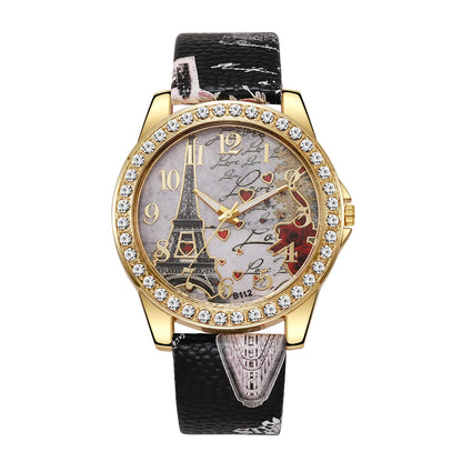 Fashion Flowers Women Watches Ladies Leather Strap Analog Quartz Watch Reloj Mujer Girls Clock Gift