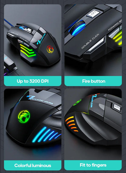 Herná myš USB Wired Gaming Mouse so 4 tlačidlami, ergonomická herná myš 2400DPI s RGB podsvietením a vysokopresným optickým senzorom