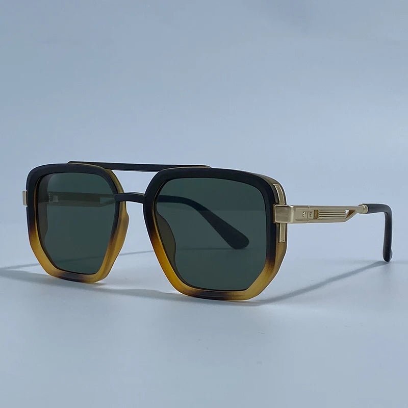 Polarized Square Sunglasses Men 2026 Luxury Vintage Double Bridge Gradient Lens Driving Shades Retro Flat Top Sun Glasses Male