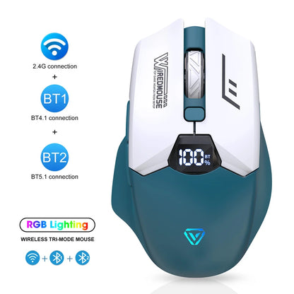 Ασύρματο ποντίκι Bluetooth διπλής λειτουργίας με έξυπνη οθόνη, αθόρυβη φόρτιση, για γραφείο, gaming και tablet, φορητό και καθολικής συμβατότητας