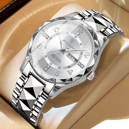 Reloj de hombre POEDAGAR Fashion Luxury, resistente al agua, luminiscente, de cuarzo, con correa de acero inoxidable, fecha y día de la semana, estilo informal.