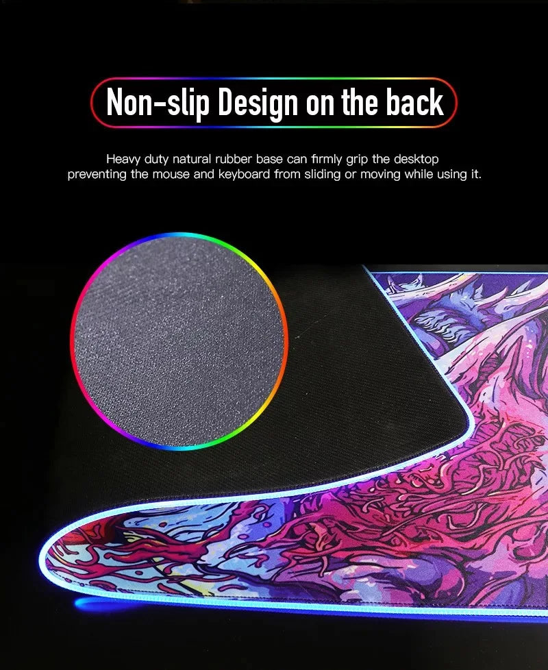 Game F-Fortnite Survival Battle Mouse Pad RGB LED Light Non-Slip Rubber Base Waterproof Office PC Home Desk-Mat USB Large Game