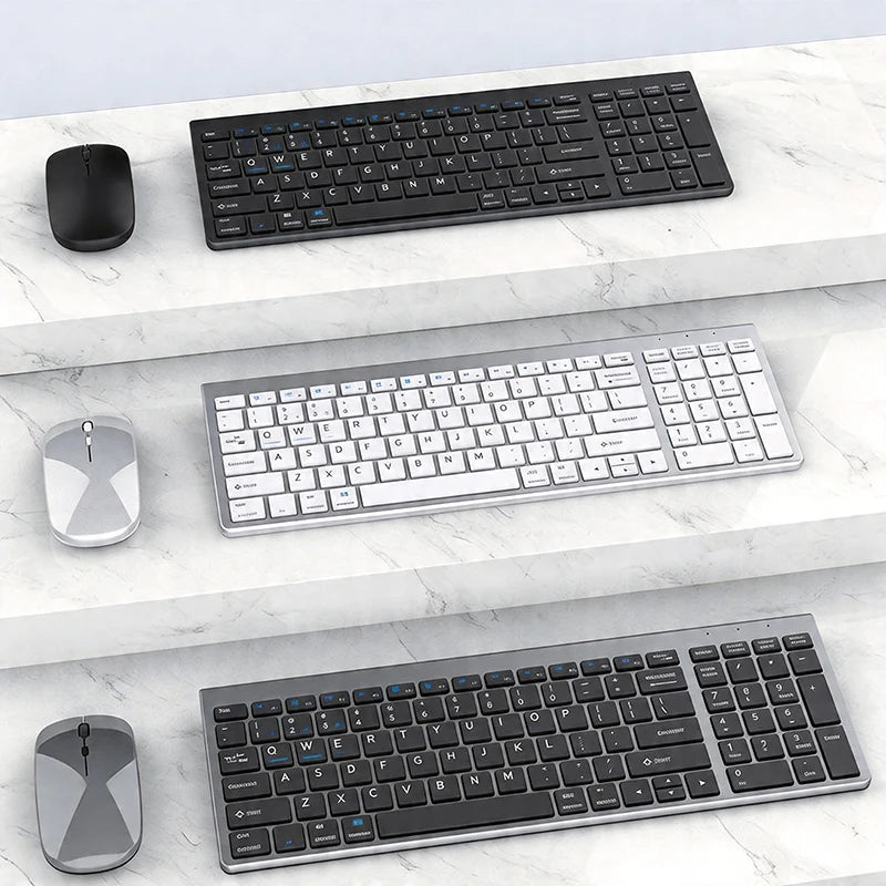 Kabellose Tastatur Bluetooth 5.0&3.0&2.4G FN+1/2/3 Dual-Mode 350mAh ultradünne Tastaturen für Laptop, PC, TV, iPad, Macbook und Android