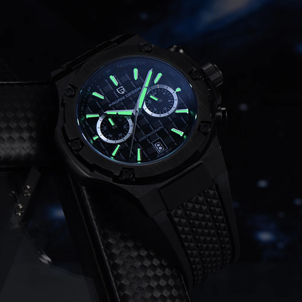 Relógios de quartzo para homem PAGANI DESIGN – Cronógrafo desportivo de luxo, estanque, com ponteiros luminescentes e vidro de safira com tratamento antirreflexo