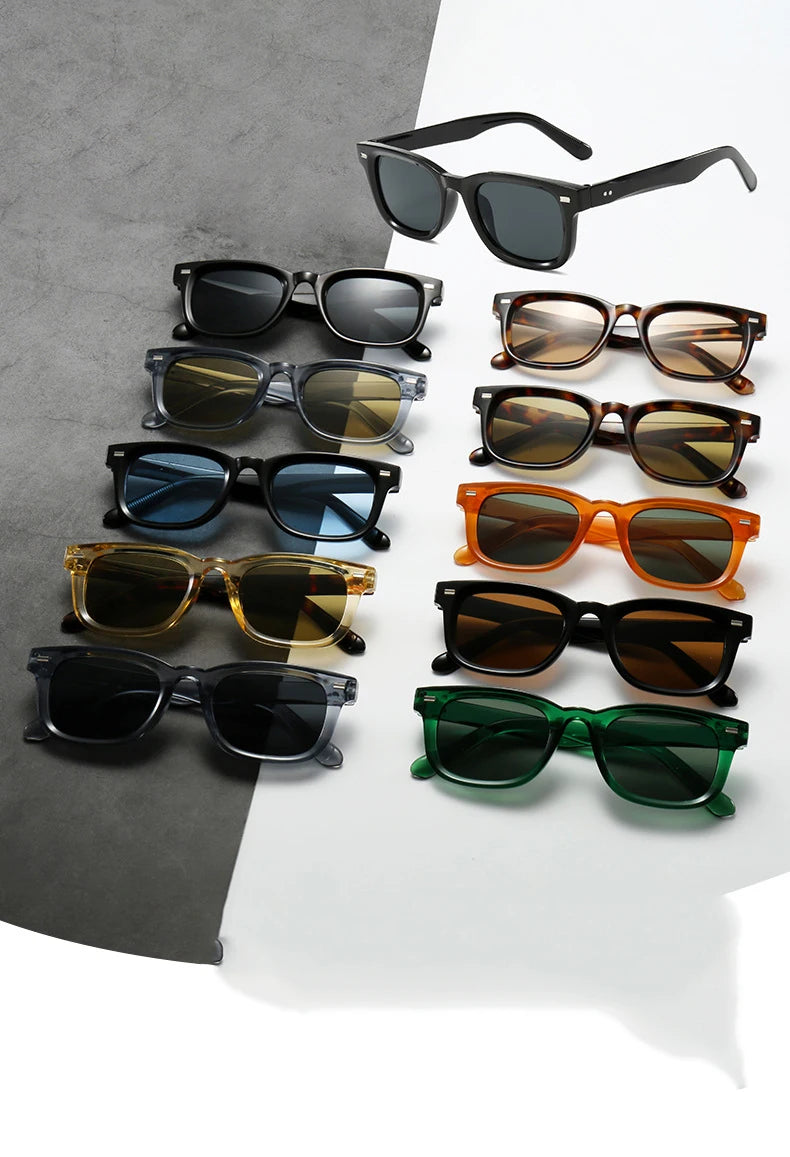 Men's Thick Framed Retro Brown Sunglasses Narrow Framed Hip-hop Style Rapper Eyewear Vacation Sunglasses UV400