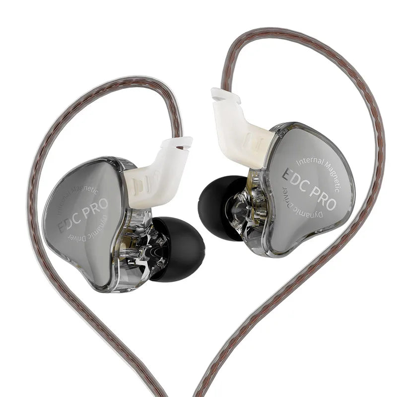 KZ EDC Pro Wired In-Ear Earphones with Large Dynamic Drivers, HiFi Monitor Bass Earphones, Detachable Cable, Noise Isolating Wired Headphones with Microphone