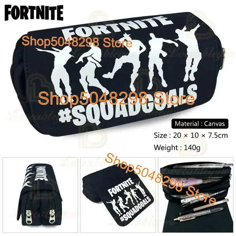 Pencil Case Big Canvas Kawaii Pencil Bags Pen Case for Boys Girls Fortnite Print School Supplies Stationery Teens Birthday Gift