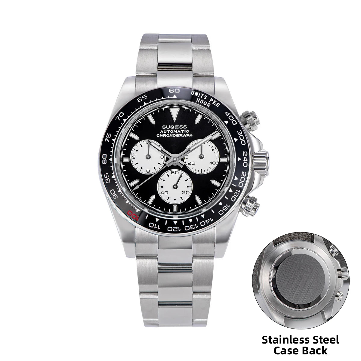 Sugess Diving Men's Watch Panda Automatic Mechanical Chronograph Peacock SL4801 Movement Wristwatch Waterproof Ceramic Bezel New