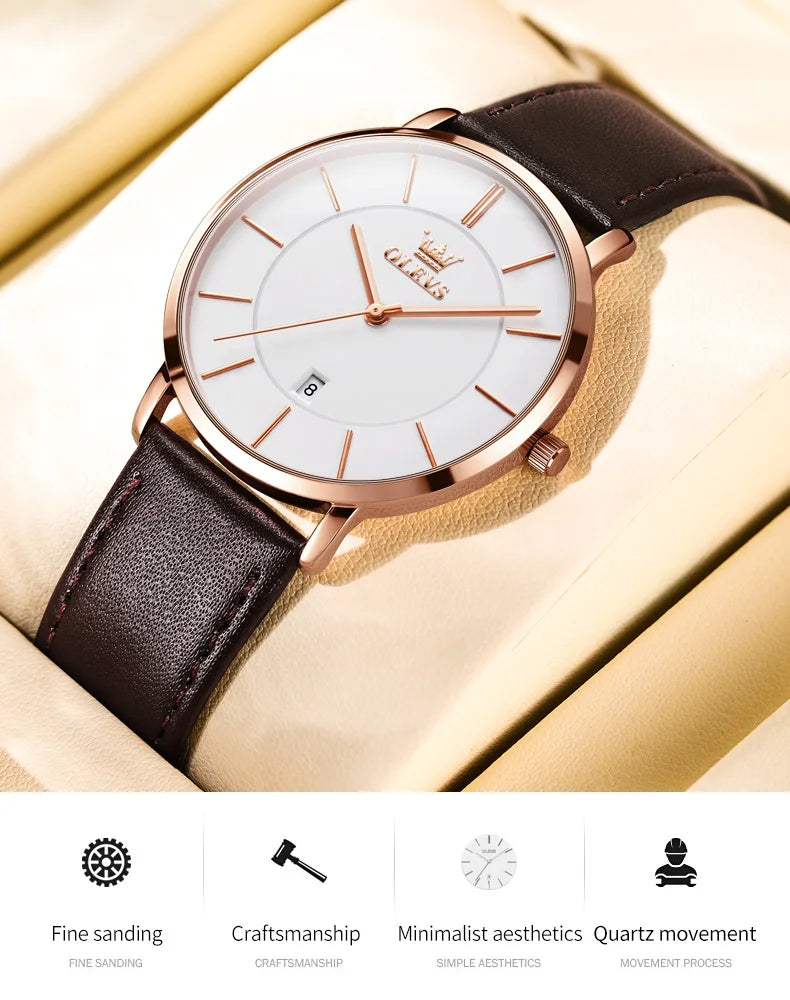OLEVS 5869 Men's Watch Japan Quartz Movement Thin Case Fashion Waterproof Watch For Men Calendar Simple Original Male Wristwatch