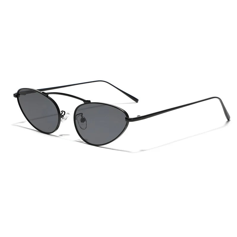 Luxury Brand Cat Eye Sunglasses Women 2025 Fashion Unique Small Oval Sun Glasses Trendy Metal Frame Cool Triangle Eyewear UV400