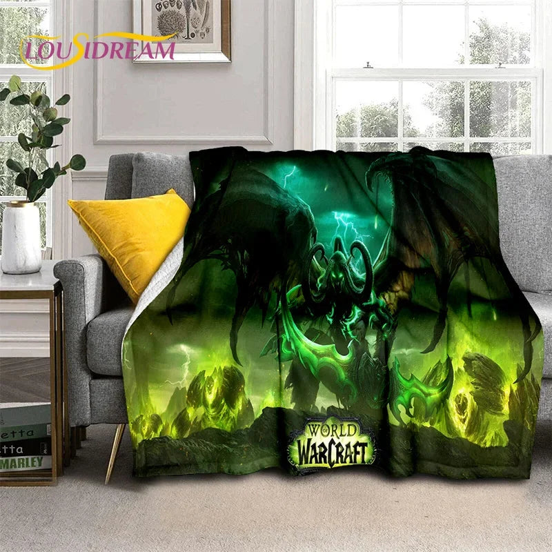 3D World of Warcraft Game WOW Lich King DH Blanket,Soft Throw Blanket for Home Bedroom Bed Sofa Picnic Travel Office Cover Kids