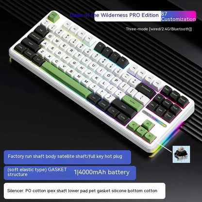 Teclado mecánico AULA F87 Pro 2.4g/USB/Bluetooth inalámbrico trimodo de 87 teclas, RGB, PBT, gasket, 5 capas de amortiguación, teclas completas sin impacto