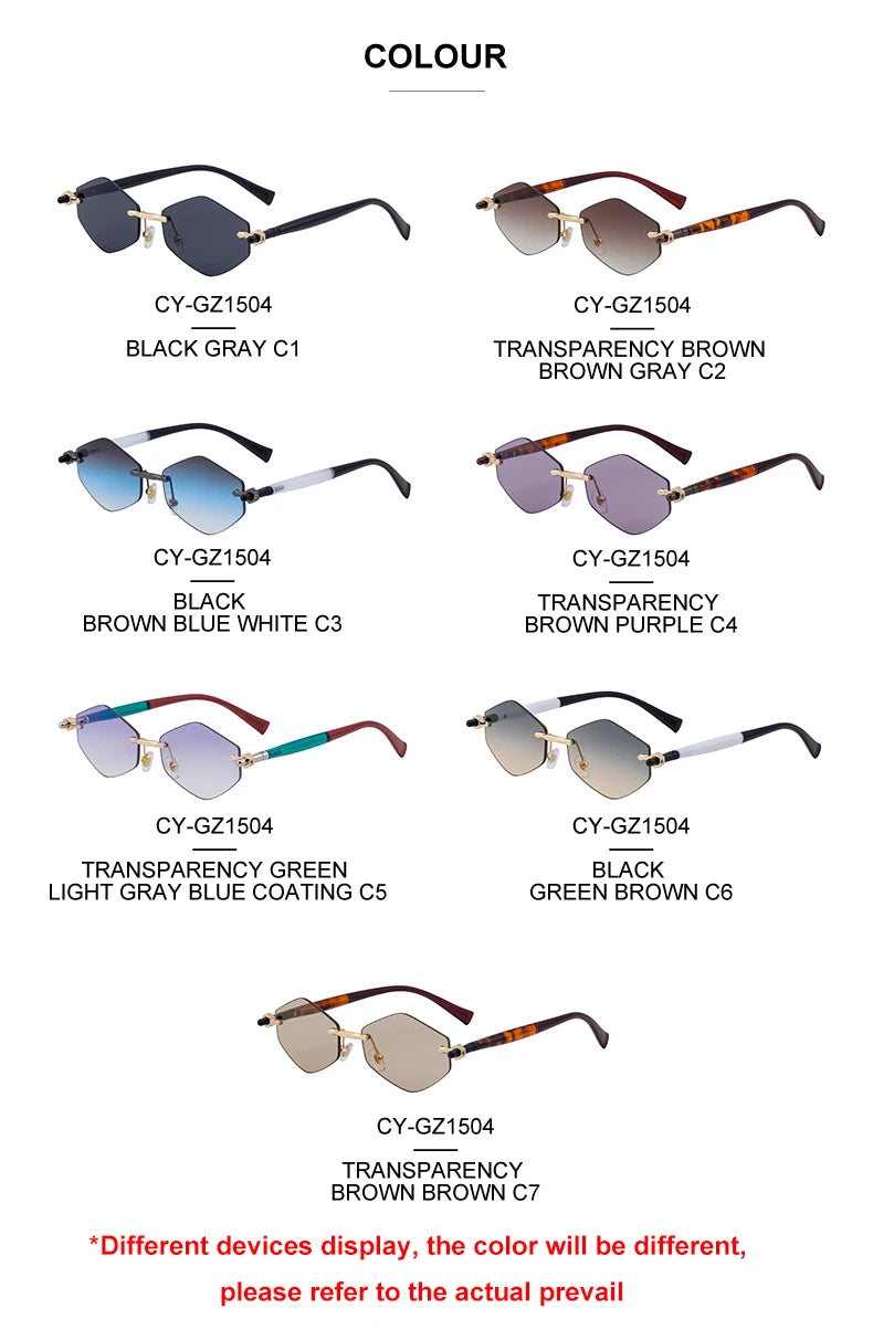 Rimless Polygon Sunglasses Women 2026 Luxury Brand Fashion Retro Sun Glasses Punk Hexagon Eyewear For Lady UV400 Outdoor Shades