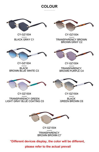 Rimless Polygon Sunglasses Women 2026 Luxury Brand Fashion Retro Sun Glasses Punk Hexagon Eyewear For Lady UV400 Outdoor Shades