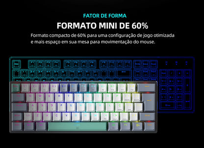 Machenike K500-B61 Mini Mechanical Keyboard 60% ABNT2 Layout RGB Backlight Hot-swappable NKRO Wired Gaming Keyboard For PC Gamer