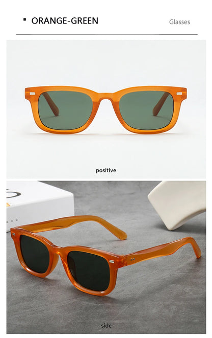 Men's Thick Framed Retro Brown Sunglasses Narrow Framed Hip-hop Style Rapper Eyewear Vacation Sunglasses UV400