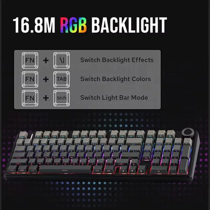 AULA F99 Pro E-Sports-Gaming-Tastatur, mechanisch, Tri-Mode, RGB, Hot-Swappable, 96 %, PBT, anpassbar, kabellos, mit Media-Knob