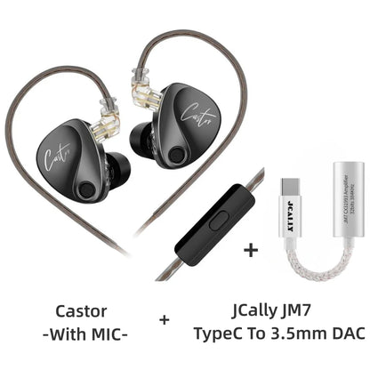 KZ Castor Wired Earbuds HiFi Bass Earphones with Dual Dynamic Drivers, Tunable Balanced Armature In-Ear Headphones, High Resolution Audio Earbuds