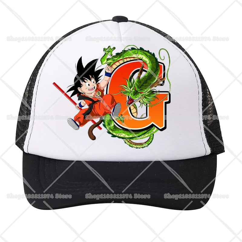 Dragons Ball Mesh Baseball Caps Cartoon Son Goku Letter Adult Kids Sports Hats Anime Summer Outdoor Sunshade Peaked Cap Gift New