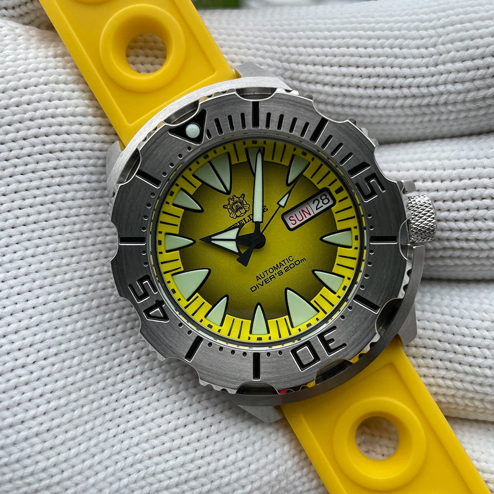 STEELDIVE SD1984 Monster Steel Strap Mechanical Watch NH36 Movt Sapphire Crystal 200M Waterproof Swiss Super Luminous Wristwatch