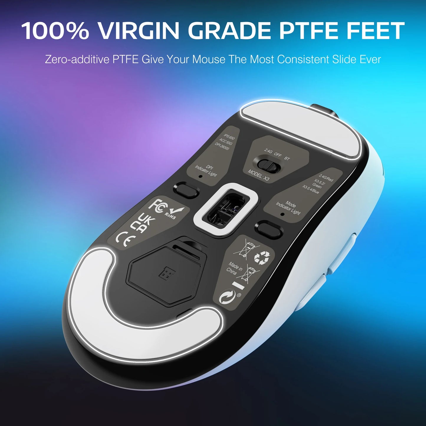 ATTACK SHARK X3 vezeték nélküli gaming egér, 49g ergonomikus PC egér, három üzemmód, PAW3395 26K DPI optikai érzékelő, programozható gombok