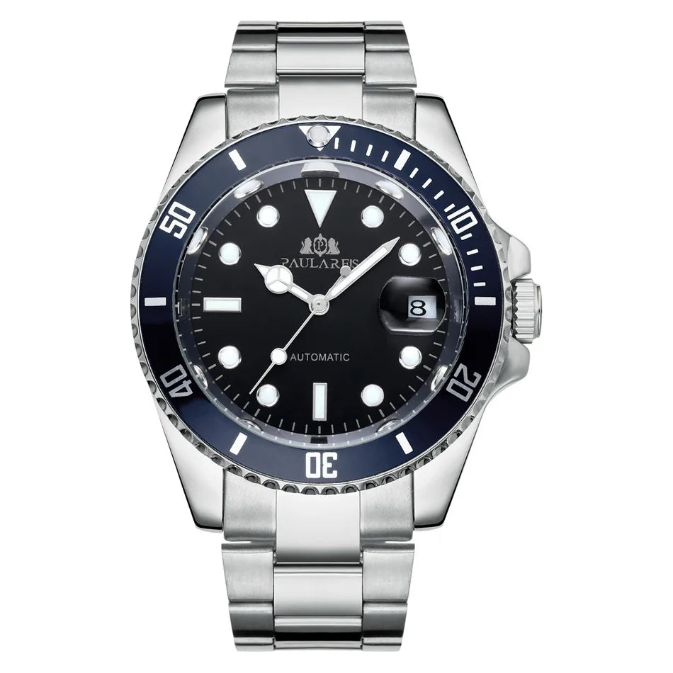 High Quality Automatic Mechanical Watch for Men Stainless Steel Red Dial Date Strong Luminous Luxury Men's Watch