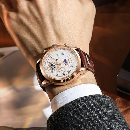 LIGE Luxury Man Wristwatch Waterproof Luminous Chronograph Watch for Men Leather Strap Men's Quartz Watches Reloj Hombre+Box