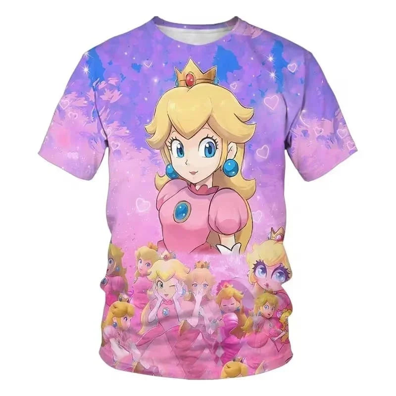 Super Mario Bros 3D Print T-shirt  Adults Children/Youth Mario Peach Sonic Game Cartoon Short Sleeve Tee Streetwear Casual Tops