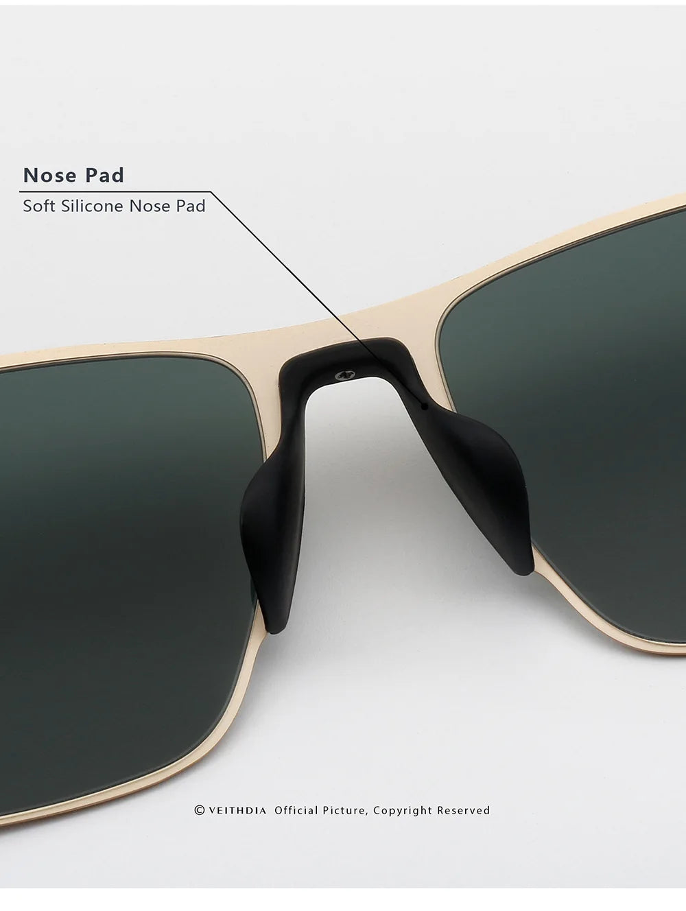 VEITHDIA Brand Fashion Sunglasses Stainless Steel High-definition Nylon Lens Polarized UV400 Eyeglasses For Men Women,  8212