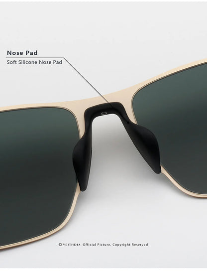VEITHDIA Brand Fashion Sunglasses Stainless Steel High-definition Nylon Lens Polarized UV400 Eyeglasses For Men Women,  8212
