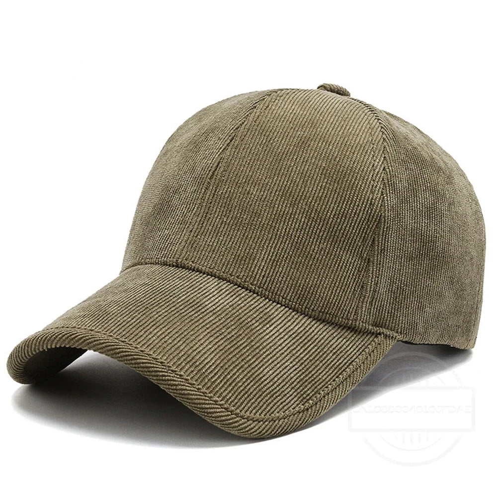 Trendy ArmyGreen Winter Baseball Caps For Men Luxury Women Corduroy Cap Snapback Hip Hop Trucker Hats Casquette Homme