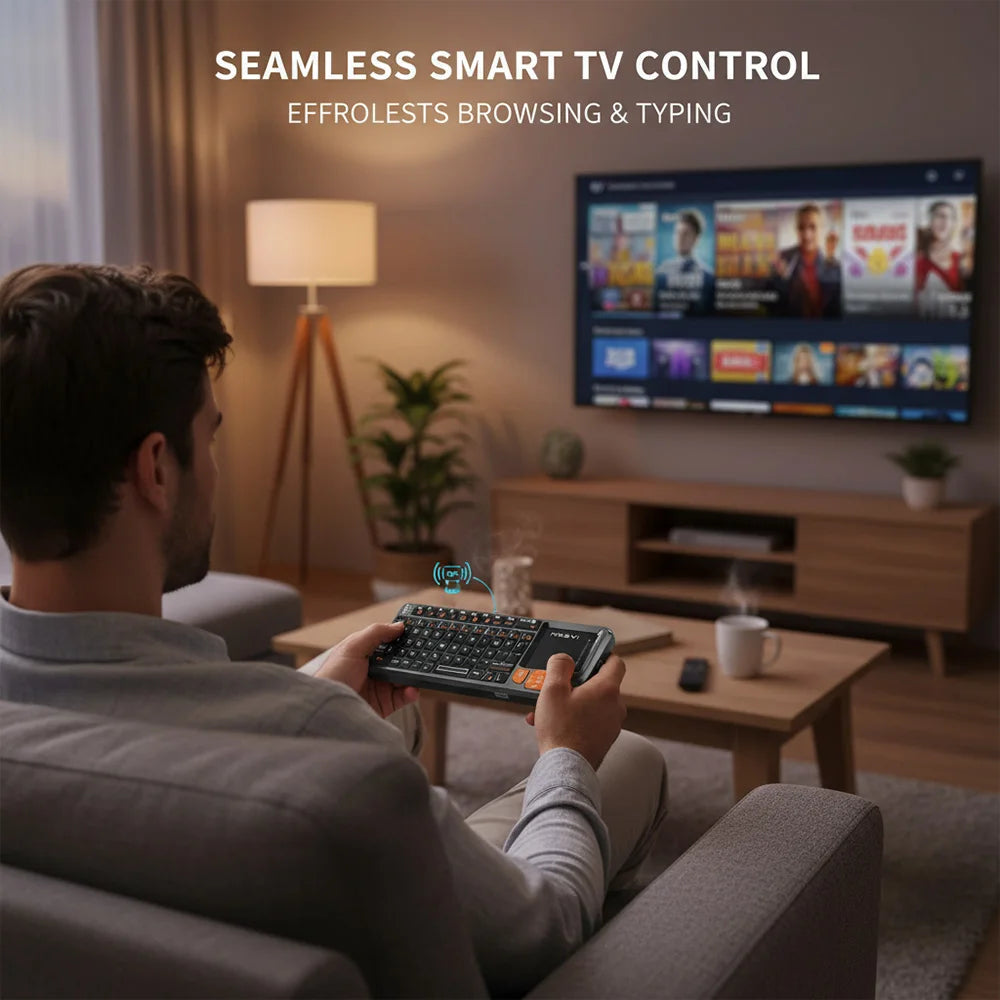 Teclado Bluetooth Mini MRSVI A8 PLUS, teclado inalámbrico retroiluminado de 2.4GHz con panel táctil para Android TV Box, Mac, portátil y Windows